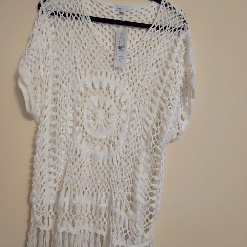 NEW New York & Company XL White Crochet Top